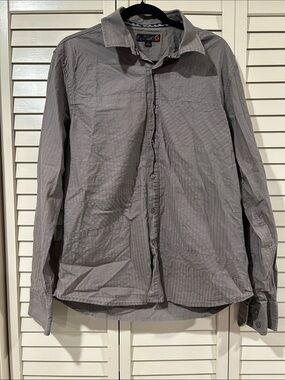 G by Guess Men's Light Gray Long-Sleeve Button-Down Shirt Size XL